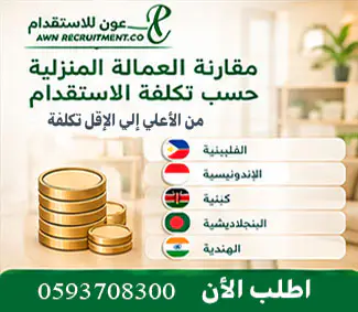 مقارنة بين العمالة المنزلية حسب تكلفة الاستقدام